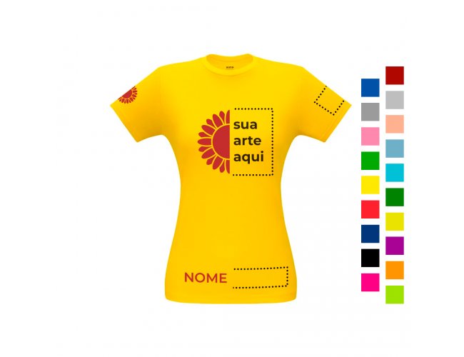 Camiseta Feminina Colorida Algodo (135g/m) P, M, G, GG